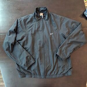 Nike Athletic Dept Mens XL Black Full Zip Windbreaker Jacket Swoosh Logo